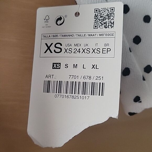 NWT Zara XS Wrap Tie Polka Dot Blk White Blouse Coquette Bow Modest Feminine Top - Picture 4 of 15